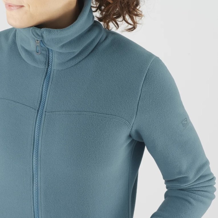 Turquoise Salomon Essential Cosy Fleece Full Zip Women's Jackets | IE US0453